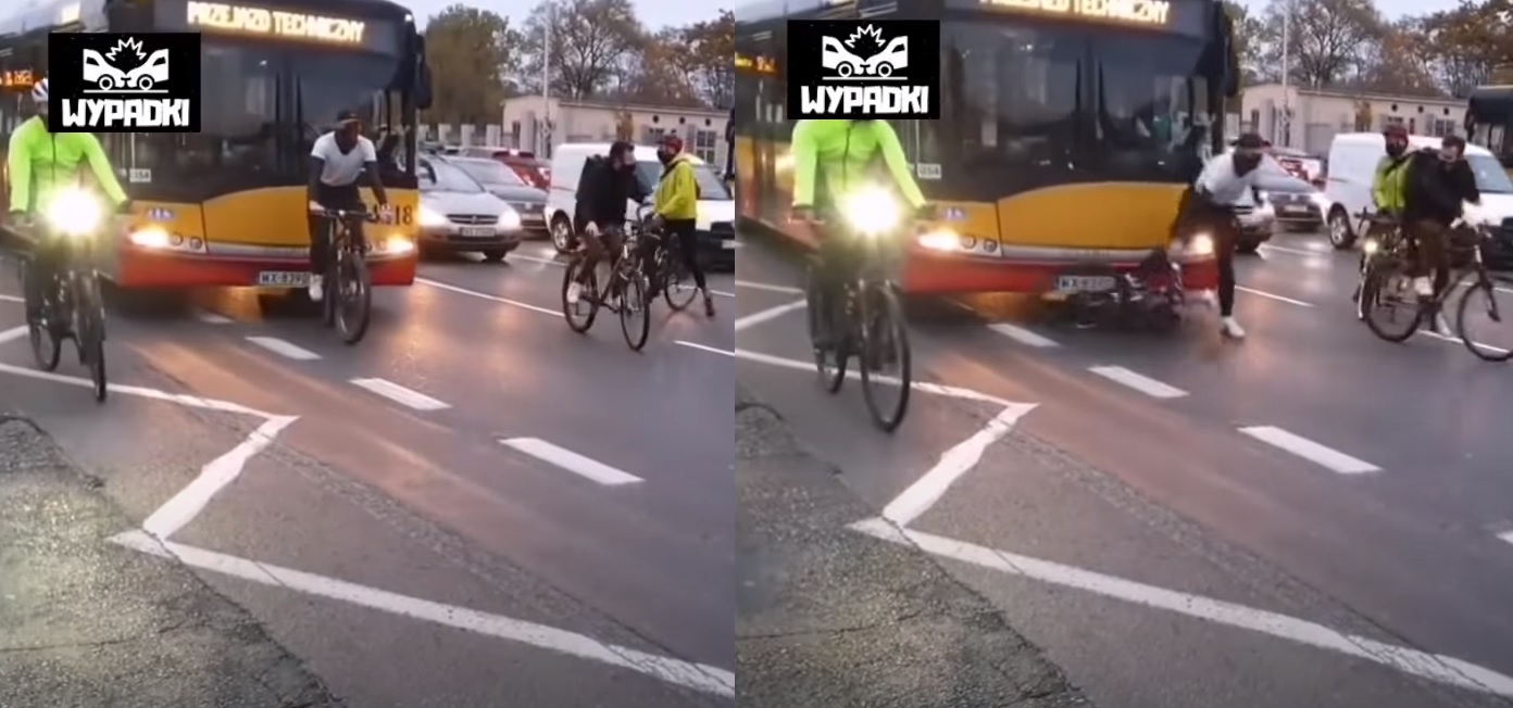 propolski.pl: [video] Kierowca autobusu wjechał w rowerzystę blokującego ruch w ramach Strajku Kobiet. Nie było co zbierać