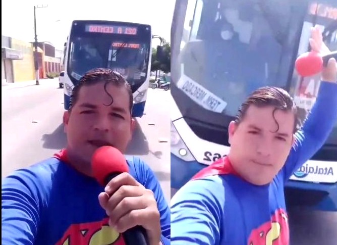 propolski.pl: Próbował zatrzymać autobus w stroju Supermana. Niestety miał pecha [WIDEO]