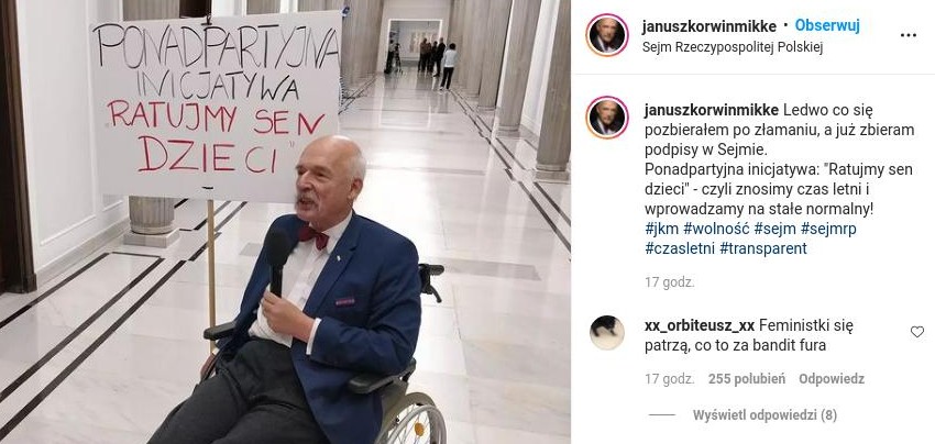 propolski.pl: Korwin-mikke na wózku w Sejmie
